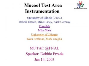 Mucool Test Area Instrumentation University of Illinois UIUC