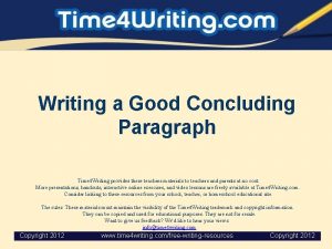 Writing a Good Concluding Paragraph Time 4 Writing