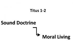 Titus 1 2 Sound Doctrine Moral Living Sound