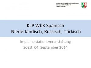 KLP Wb K Spanisch Niederlndisch Russisch Trkisch Implementationsveranstaltung