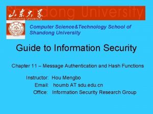 Computer ScienceTechnology School of Shandong University Guide to