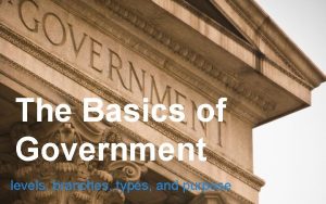 The Basics of Government levels branches types and