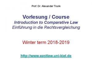 Prof Dr Alexander Trunk Vorlesung Course Introduction to