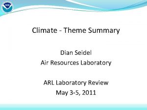 Climate Theme Summary Dian Seidel Air Resources Laboratory