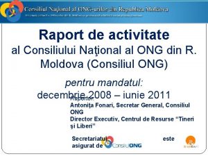 Raport de activitate al Consiliului Naional al ONG