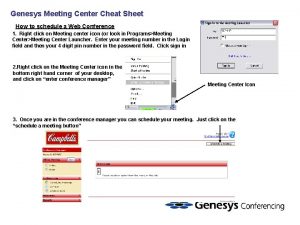 Genesys Meeting Center Cheat Sheet How to schedule