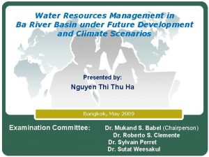 Water Resources Management in Ba River Basin under