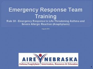 Emergency Response Team Training Rule 59 Emergency Response