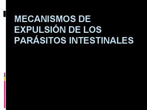 MECANISMOS DE EXPULSIN DE LOS PARSITOS INTESTINALES Trichinella