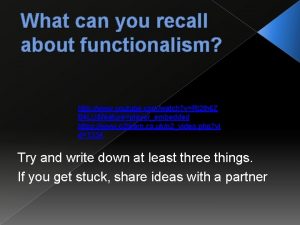 What can you recall about functionalism http www