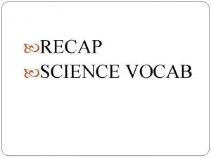 RECAP SCIENCE VOCAB Explain the postulates of the