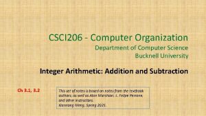 CSCI 206 Computer Organization Department of Computer Science