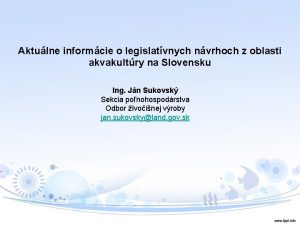 Aktulne informcie o legislatvnych nvrhoch z oblasti akvakultry