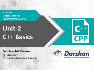 2140705 Object Oriented Programming with C Unit2 C