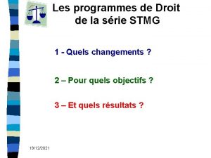 Les programmes de Droit de la srie STMG