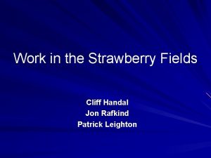 Work in the Strawberry Fields Cliff Handal Jon