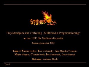 Projektaufgabe zur Vorlesung MultimediaProgrammierung an der LFE fr