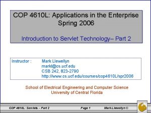 COP 4610 L Applications in the Enterprise Spring