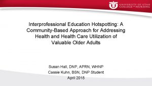 Interprofessional Education Hotspotting A CommunityBased Approach for Addressing