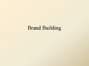 Brand Building What is Brand building Involves all