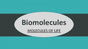 Biomolecules MOLECULES OF LIFE Top left hand corner