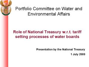 Portfolio Committee on Water and Environmental Affairs Role