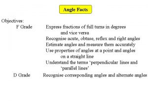 Angle Facts Objectives F Grade D Grade Express