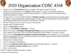 2020 Organization COSC 4368 January 131522 Introduction to