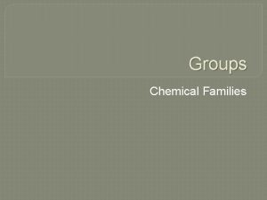 Groups Chemical Families Learning About GroupsFamilies Group 1