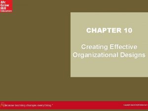 CHAPTER 10 Creating Effective Organizational Designs Copyright Anatoli