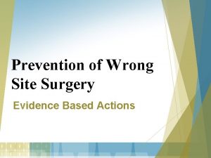 Prevention of Wrong Site Surgery Evidence Based Actions