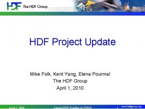 HDF Project Update Mike Folk Kent Yang Elena