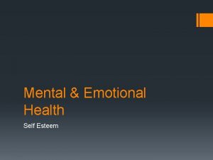 Mental Emotional Health Self Esteem Standard HE 8