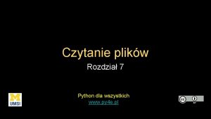 Czytanie plikw Rozdzia 7 Python dla wszystkich www