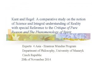 Kant and Hegel A comparative study on the