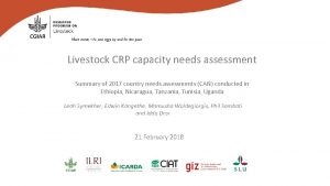 Livestock CRP capacity needs assessment Summary of 2017