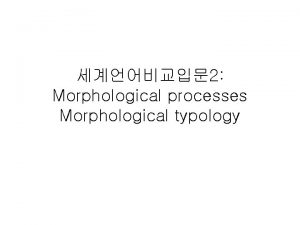 2 Morphological processes Morphological typology Review of the