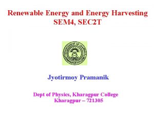 Renewable Energy and Energy Harvesting SEM 4 SEC