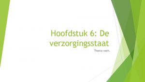 Hoofdstuk 6 De verzorgingsstaat Thema werk De overheid