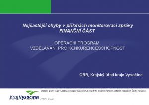 Nejastj chyby v plohch monitorovac zprvy FINANN ST