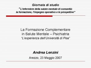 Giornata di studio Linfermiere della salute mentale di