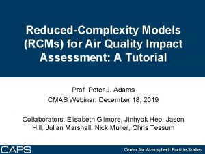 ReducedComplexity Models RCMs for Air Quality Impact Assessment