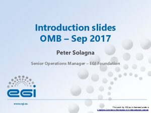 Introduction slides OMB Sep 2017 Peter Solagna Senior