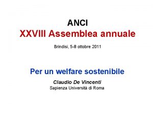 ANCI XXVIII Assemblea annuale Brindisi 5 8 ottobre