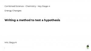 Combined Science Chemistry Key Stage 4 Energy Changes