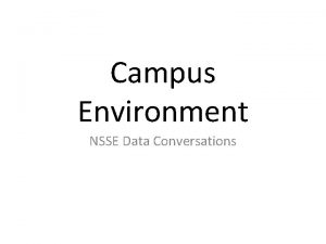 Campus Environment NSSE Data Conversations Agenda Introduction to