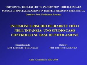 UNIVERSITA DEGLI STUDI G dANNUNZIO CHIETIPESCARA SCUOLA DI