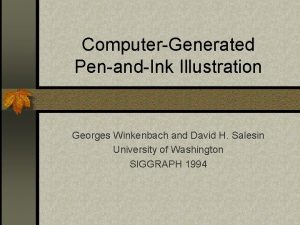 ComputerGenerated PenandInk Illustration Georges Winkenbach and David H