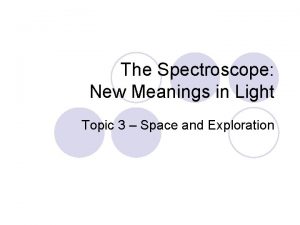 The Spectroscope New Meanings in Light Topic 3