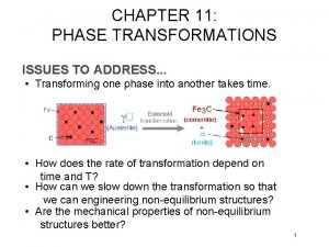 CHAPTER 11 PHASE TRANSFORMATIONS ISSUES TO ADDRESS Transforming